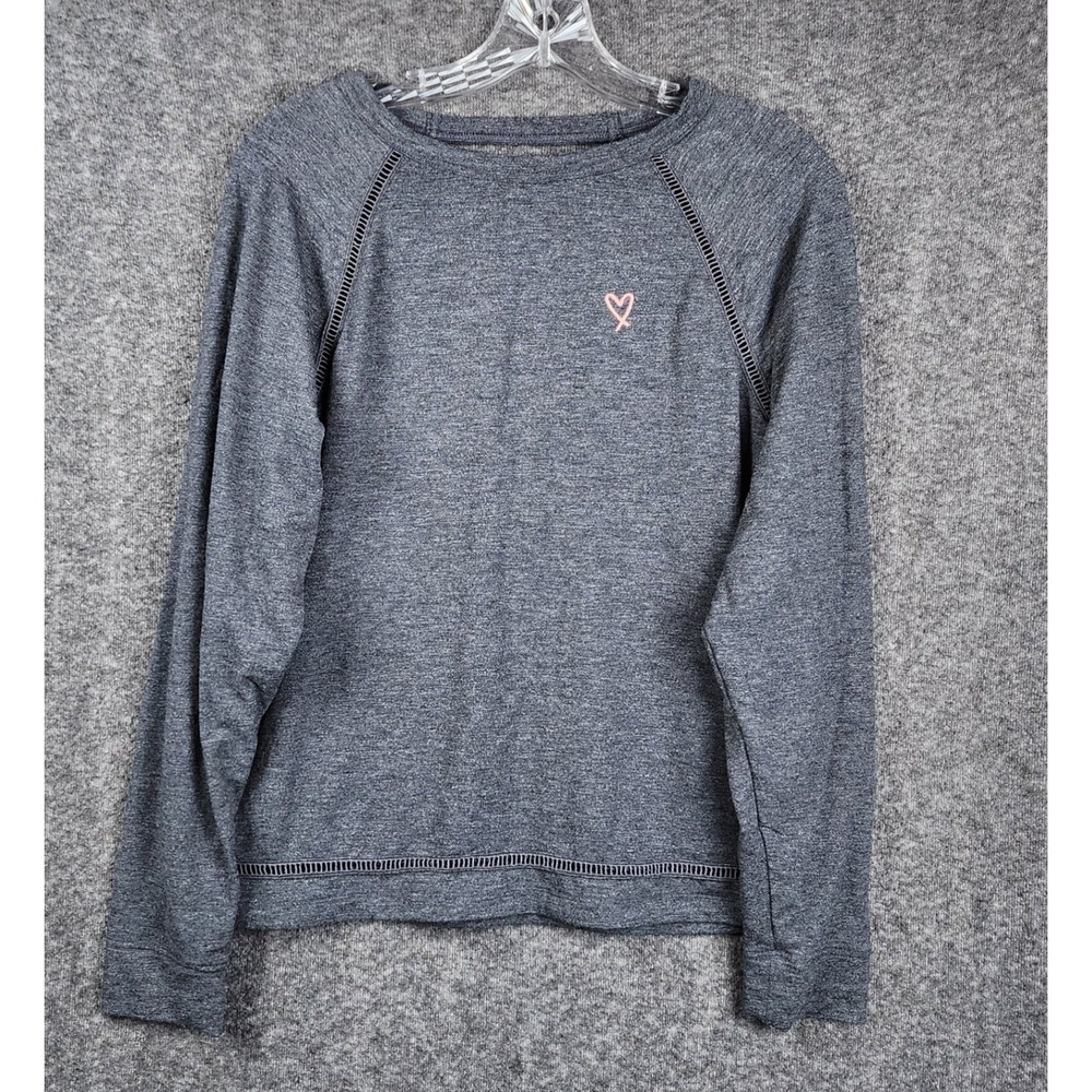 Victoria's‎ Secret Long Sleeve Top Women Small Grey Open Back Ladder Stitch Logo
